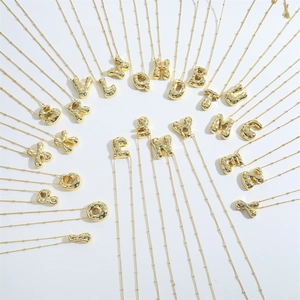 Gold plated initial letter pendant necklaces with sparkling crystal rhinestones for women