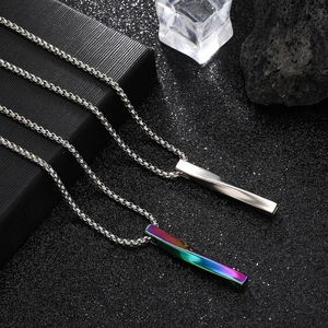Minimalist spiral twist stainless steel pendant necklaces in silver and rainbow finish