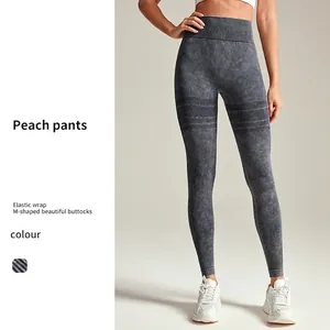 Pantalon de Yoga Sans Couture à Taille Haute pour Femmes Leggings de Levage de Fesses Contrôle du Ventre Fitness Gym Bas de Course