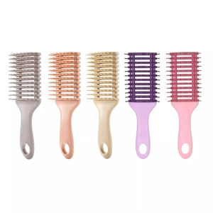 Professional Vent Hair Brush Detangling Massage Comb Hollow Curved Styling Tool Scalp Care Flexible