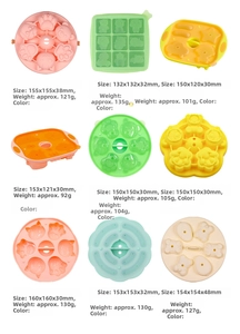 Food-grade silicone bear cake molds set with star and flower shapes in various colors