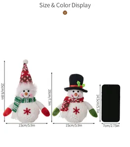 Size chart showing light-up Christmas snowmen measurements in centimeters and inches