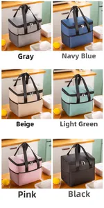 Detailed comparison of six colors of oxford thermal lunch bags with wide handles