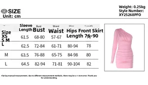 Tableau des tailles pour la mini robe à manches longues dos nu avec mesures détaillées