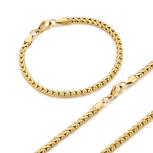 Golden stainless steel dragon scale chain bracelet with woven texture and lobster clasp