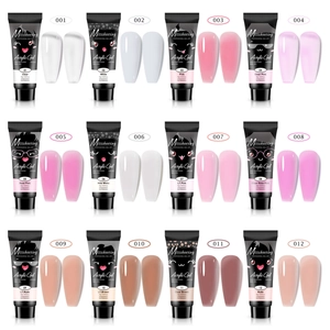 Professional 12-color set of 15g UV solid extension nail gel in tubes with sample tips