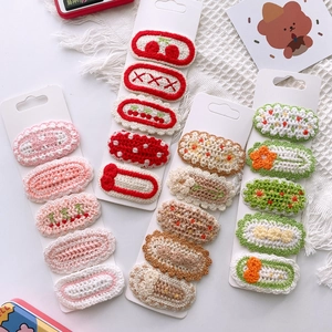 Floral Knitted Hair Clips Sweet Crochet Yarn Hairpins Korean Style Girls Hair Accessories