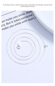 Detail of S925 sterling silver O-chain with adjustable slide bead and needle pin