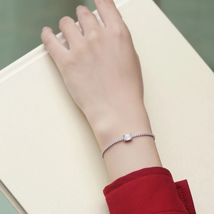 Elegant S925 silver moissanite bracelet with square diamond on model wrist