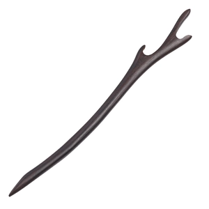 Minimalist ebony wood hair pin featuring a unique antler-inspired hand-carved design
