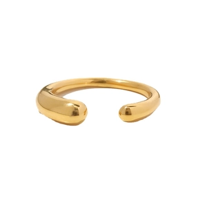 Minimalist 18K gold-plated titanium steel open geometric ring for women in high-gloss finish