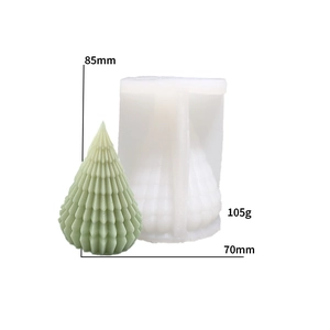 3D Christmas tree silicone mold for scented candles featuring geometric scale texture