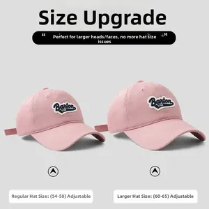 Size chart for pink baseball caps showing adjustable 54-65cm head circumference options