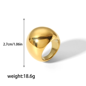 Polished chunky gold dome ring in minimalist geometric stainless steel design