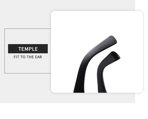 Close-up of Y2K oversized sunglasses black temples with ergonomic ear fit design