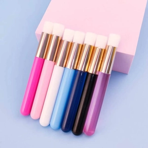 7-piece colorful lash and nose cleansing brush set with soft white bristles and metal ferrule