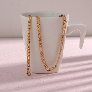 Elegant 5mm golden stainless steel Figaro chain necklace with lobster clasp for daily wear