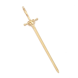 Elegant gold sword hairpin with polished metal finish for traditional Chinese hair styling