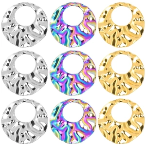 Edelstahl Anhänger Halskette Geometrisch Hammerschlag Rund Bunt Vakuum 18K Vergoldet Für Damen