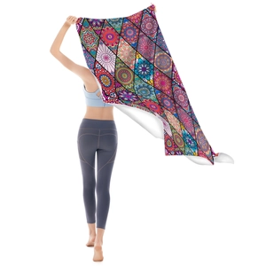 Large microfibre beach towel with colorful mandala geometric pattern print