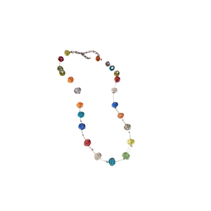 Vintage starfish metal pendant necklace with colorful crystal beads in bohemian style