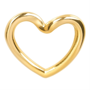 Polished 18k gold plated stainless steel heart pendant accessory for DIY jewelry