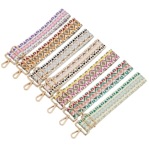 Wide Bag Strap Replacement Bohemian Geometric Rhombus Woven Shoulder Belt Adjustable Polyester With Metal Buckle