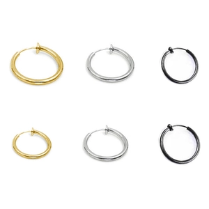 Set of 6 18K stainless steel clip-on earrings in gold, silver and black finishes