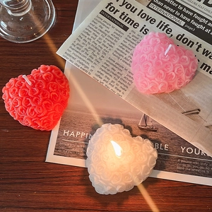 Heart Shaped Rose Scented Candle Wax 3D Flower Relief Decorative Home Fragrance Wedding Party Gift Romantic Ornament