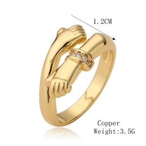 Detail showing 1.2CM width hug ring made of copper with 3.5g weight and zircon stones