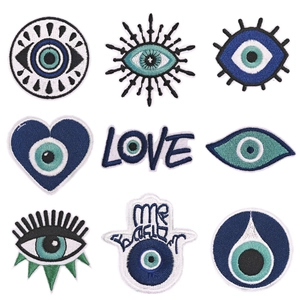 Evil Eye And Hamsa Hand Embroidery Patches Iron On Decorative Appliques For Clothes Bags DIY Crafts Mystical Style