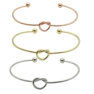 Minimalist Metal Knot Open Cuff Bracelet Heart Love Design Adjustable Electroplated Jewelry Gift For Women Girls