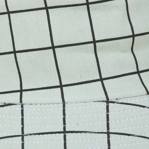 Mint green windowpane check bucket hat with detailed stitching for sun protection