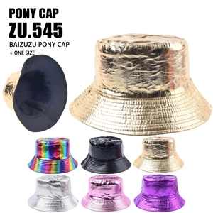 Chapeau Bob Métallique Brillant Holographique Réfléchissant Réversible Streetwear Pour Hommes Femmes Fête