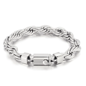 Bracciale A Catena A Corda Da Uomo Acciaio Inossidabile Maglie Intrecciate Gioielli Hip Hop Uomo