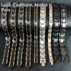 Magnetic Therapy Bracelet 316L Stainless Steel Titanium Health Energy Magnet Negative Ion Link Chain Jewelry For Men Women