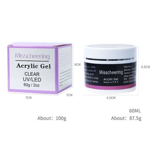 Professional 60ml transparent UV LED acrylic extension nail gel in purple box