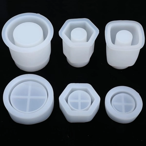 6-piece set of translucent silicone resin molds for cylinder and square storage jars