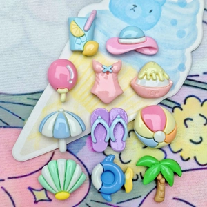 12-piece summer beach resin charms set with swimsuits and flip-flops for DIY crafts