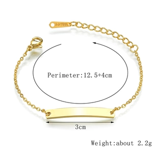 Adjustable golden stainless steel curved plate bracelet for kids with lobster clasp