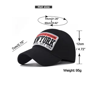 Size chart showing head circumference and dimensions for the cotton baseball cap
