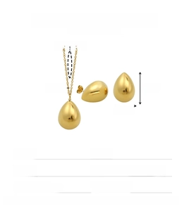 Detailed size parameters for the water drop jewelry set with necklace and earring dimensions