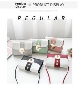 Detailed collection of small square crossbody bags with metal buckles in five vibrant colors