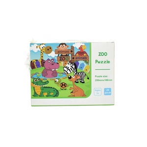 24-piece zoo animal jigsaw puzzle for kids with giraffe and zebra motifs 250x188mm