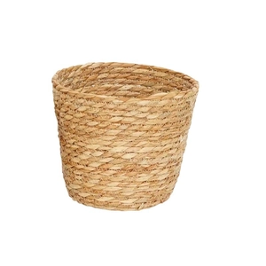 Handmade woven grass flower basket for desktop decoration and plant storage in natural brown