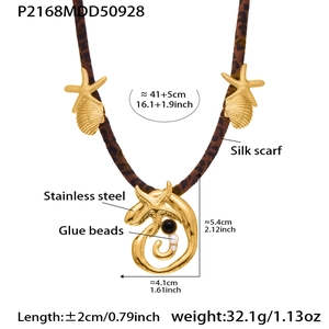 Detail showing leopard silk strap with stainless steel starfish and seashell charms