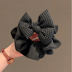 Chouchou À Nœud Écossais Élastique À Cheveux En Tissu Style Coréen Vintage Gingham Bandeau Pour Femmes Filles Accessoires