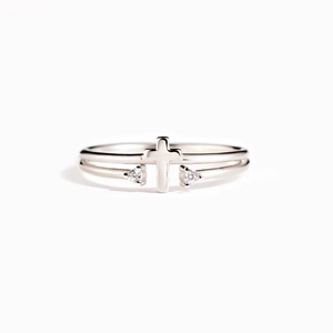 925 Sterling Silver Cross Zirconia Double Layer Open Ring Adjustable Fashion Jewelry Finger Ring Gift For Mother Women