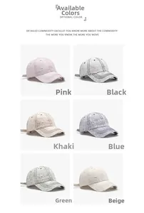 Collection of distressed cotton baseball caps in six vintage washed colors for men