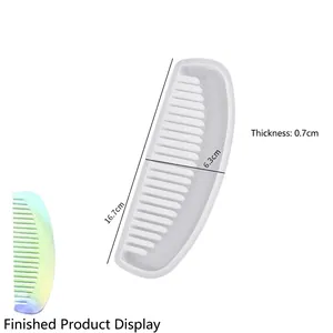 Silicone comb mold for DIY resin art showing dimensions 16.7cm by 6.3cm and 0.7cm thick
